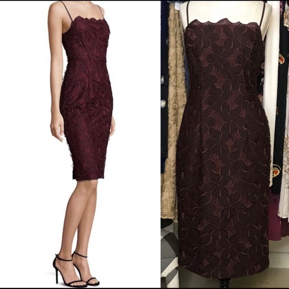 NWT BLACK HALO Burgundy Floral Sheath Dress 0 - Picture 1 of 4